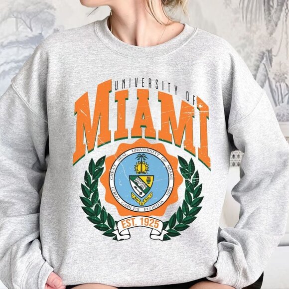 University Of Miami Sweatshirt University of Miami Hurricanes Sweatshirt Shirt - Picture 1 of 2